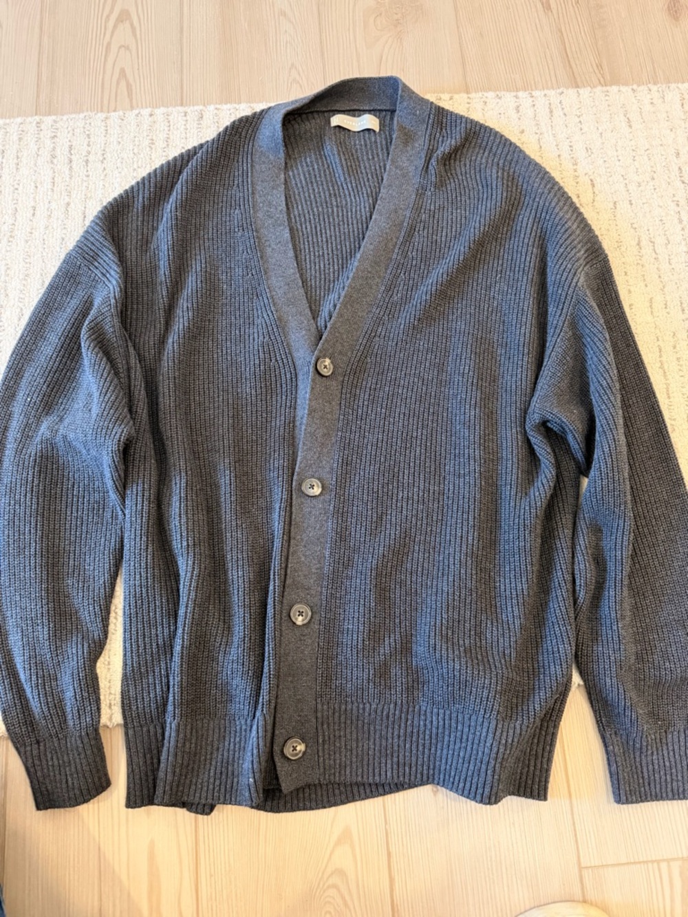 Everlane Men's Ribbed Button-Front Cardigan - Gray